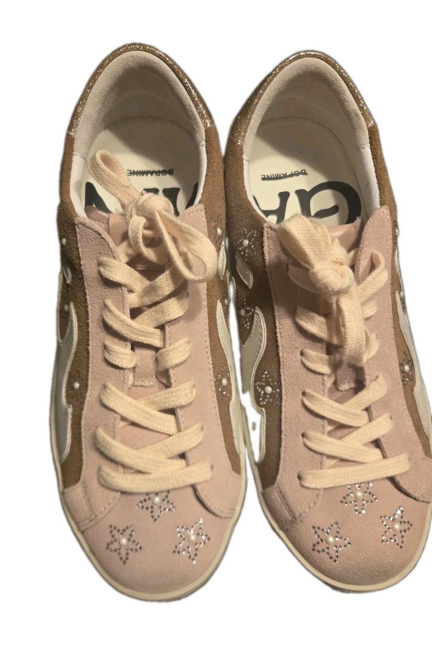 Anthropologie Bibi Lou Gamin Sneaker Terracotta Sparkle Leather 36